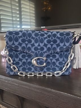 Coach Denim Chain Tabby Signature